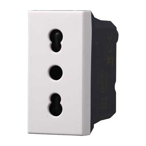 Prise italienne 2P+T 10/16A compatible Bticino Axolute couleur blanc Ettroit AB2001