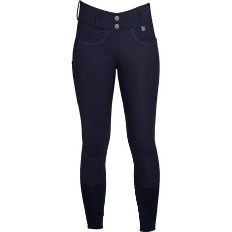 50 IT, blu: Pantaloni per equitazione da donna modello Arezzo a vita alta silicone al ginocchio (1/3)
