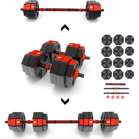Langhantel- und Kurzhantelset, Composite, 30 kg