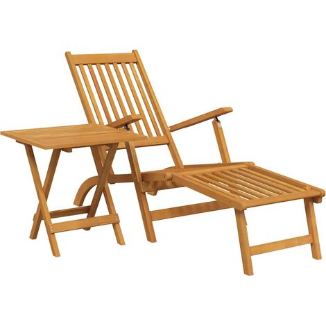 Maison Exclusive - Gartenliege mit Fußteil und Tisch Massivholz A (1/5)
