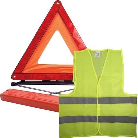 Triangle De Signalisation Et Gilet Haute Visibilité Pour La Sécurité Routière, Kit Essentiel Pour Panne De Voiture Réfléchiss[u375] (1/4)