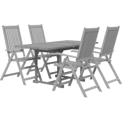 Ensemble de salle à manger de jardin meuble extérieur 5 pièces bois d'acacia solide
