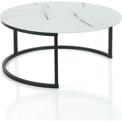 Mesa de centro redonda de vidrio efecto mármol Logan Evo (1/3)