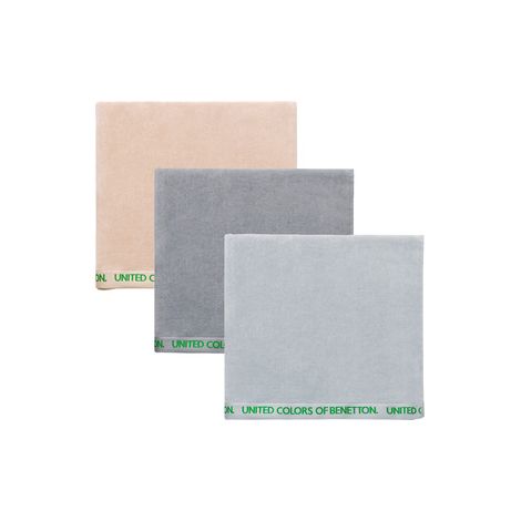 Juego de 3 toallas 90x160cm algodón orgánico 450gsm beige, azul oscuro y gris