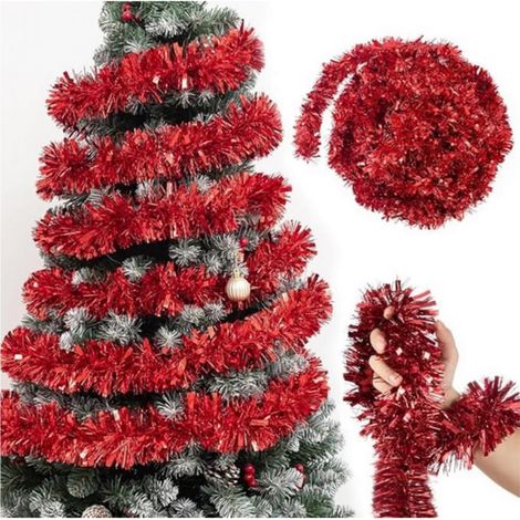 5 Pièces Guirlande Sapin De Noel Rouge 2M, Guirlande Sapin Artificiel, Decoration Noel Rouge, Deco de Exterieur, Intérieure (1/5)
