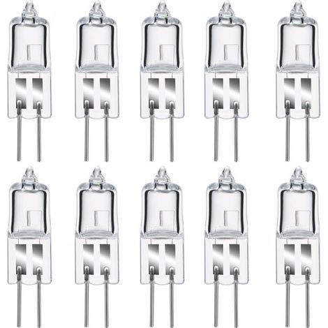 G4-Halogenlampen, G4 12V 20W Halogen-Stiftsockellampe, 2800K Warmweiß, dimmbar, G4 Klarglas-Kapsellampe, 10er-Pack [Energieklasse C]