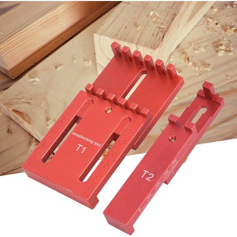 2-teiliger Tiefenmesser aus Aluminiumlegierung und Messing, Messwerkzeug für die Holzbearbeitung T1+T2(T1+T2) (1/5)