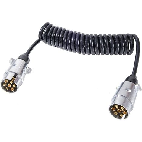 2,9M Rallonge Remorque, Métal Prise 7 Broches Male Rallonge Câble Remorque 12V, Rallonge Spirale Câble Remorque 7 Broches pour Véhicule Camions Bateaux Voiture RV (2,9M Rallonge Remorque)