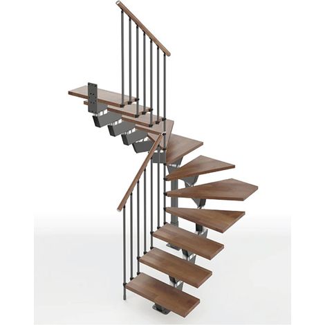 Scala 1 giro 10 gradini - Larghezza 85cm  - Noce e antracite - KNOCK85U/SAMNOY-10