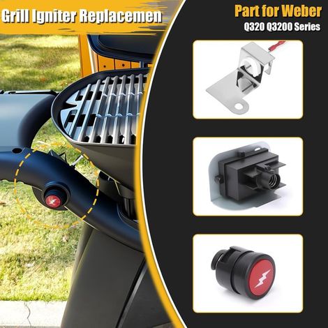 63788 Zündset für Weber Q3200 & Q320 Grills – Elektronisches Zündset für Weber Q320 (2008) und Weber 3200 (2014) Gasgrills – Grillanzünder mit Elektrodenzündung (1/4)