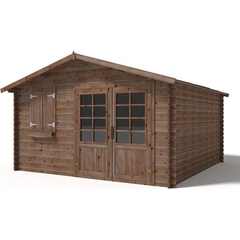 Casetta da giardino in legno - 16m2 - 4x4m - impregnata - 28mm - colore: marrone - DOM181 (1/5)