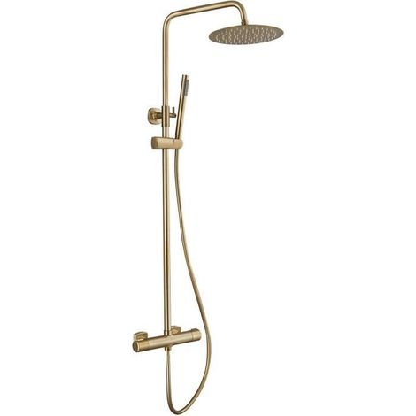 Duschsäule mit thermostatischer Armatur - EDOUARD ROUSSEAU - DODDY - Gebürstetes Messing