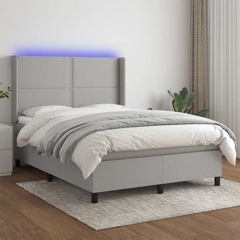 vidaXL Lit à ressort LED avec tête de lit 140 x 200 cm tissu (1/5)