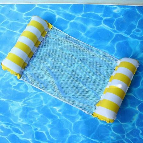 JauneBouée gonflable en filet, hamac aquatique pliable de 125 à 70 cm, matelas de piscine multifonction pour adultes (1/4)