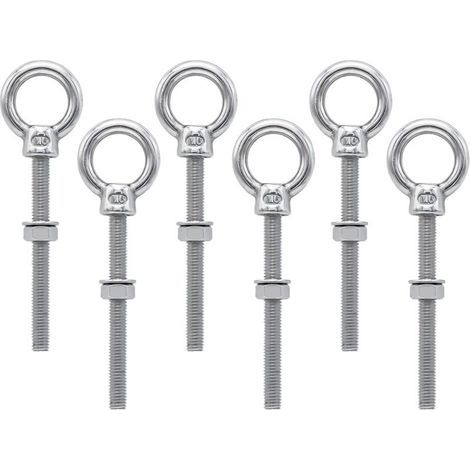 Vis à anneau M6 en acier inoxydable 304 – Longueur 91 mm – Lot de 6 – Fixation sécurisée pour chantiers et espaces extérieurs (1/4)