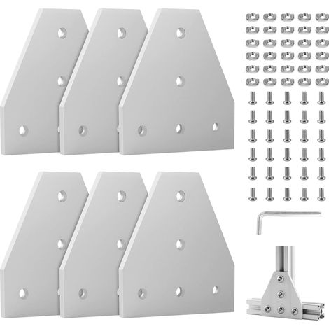 6Pcs Plaque de Connexion Profil en Aluminium 30 x 30cm T Plaque de Jonction Extérieure, Supports D'angle, Plaque D'angle, Profilés Extérieur L Forme avec écrous vis clé pour 7mm Profilé Alu (1/5)