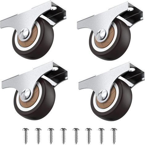 Juego de 4 ruedas pequeñas de 32 mm sin giro para muebles, mini ruedas de goma blanda, ruedas fijas, ruedas para muebles, capacidad total 45 kg, para electrodomésticos, equipos y cajas. (1/4)