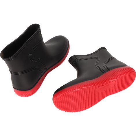 Bottes mi-hautes pour homme, imperméables et antidérapantes, idéales pour les activités de plein air comme la chasse, la pêche et le lavage de voiture, coloris noir/rouge, pointure 38. (1/5)