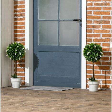 Set di 2 alberelli di lavanda artificiali 60 cm bianchi in plastica con vaso zavorrato (1/5)