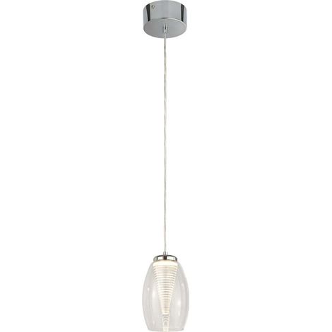 Pendellampe Esstischleuchte Hängelampe LED Glas Wohnzimmerleuchte chrom H 120cm (1/2)