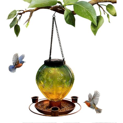 Mangeoire à colibris en forme de montgolfière solaire, cage tressée, décoration extérieure pour porche. (1/5)