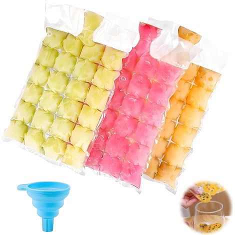 Sacs à Glaçons, Sac à Glace en Plastique de Qualité Alimentaire Jetable Moule à Glaçons avec un Mini Entonnoir 100pcs (1/5)