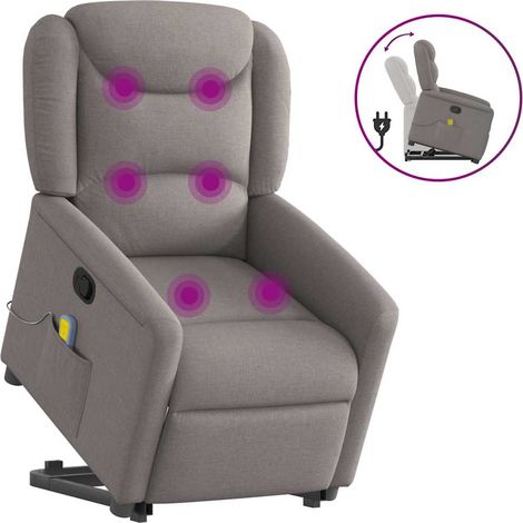 Massagesessel mit Aufstehhilfe Taupe Stoff vidaXL237046