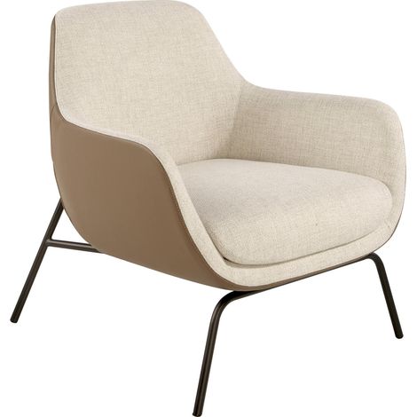 Fauteuil design crème et marron Angel Cerda - Beige crème et marron café (1/5)
