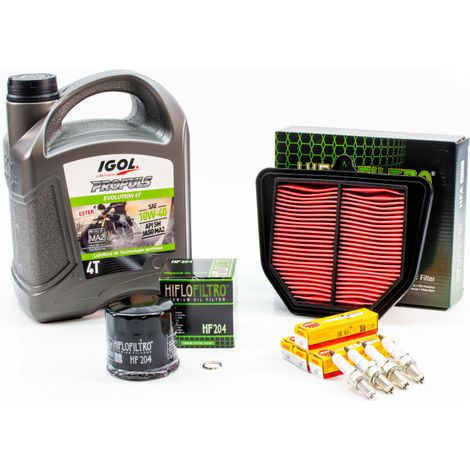 Kit Révision Filtres Bougies pour YAMAHA FAZER FZ8 N de 2011 à 2015 - IGOL PROPULS EVOLUTION 10W40 4L