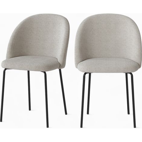 Rendez-Vous Déco – Lot de 2 chaises en tissu bouclette beige – Hauteur 79,5 cm – Assise 47 cm – Pieds en métal – Design cosy pour intérieur