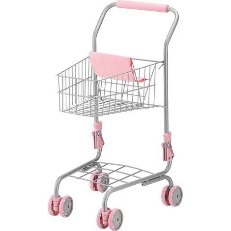 Mophorn Chariot de courses pour enfants, structure métallique, jouet de supermarché avec poupée, adapté aux enfants de 3 ans et plus, équipé de roues, panier en maille serrée, pliable (1/5)
