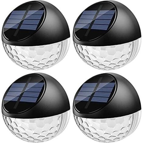 Set of 4 LED Solar Wall Lights, Outdoor Wall Sconce, IP65 Waterproof, Decorative Lighting, Warm White Light, Fence Light, Wall, Patio, Garden, Entrance Gate, Staircase, Courtyard, Driveway [Energy Cla (1/5)