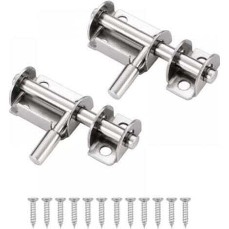 2 Pcs Stainless Steel Door Latch Mini Sliding Bay Latch Suitable for Garden Doors Windows Warehouses (Silver) (1/5)