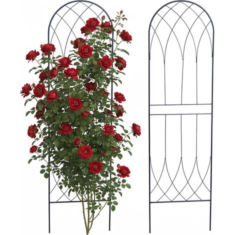 Relaxdays Rankgitter, 2er Set, HxB: 140 x 38 cm, Metall, Rankhilfe für Kletterpflanzen, Garten, Rosenrankhilfe, schwarz