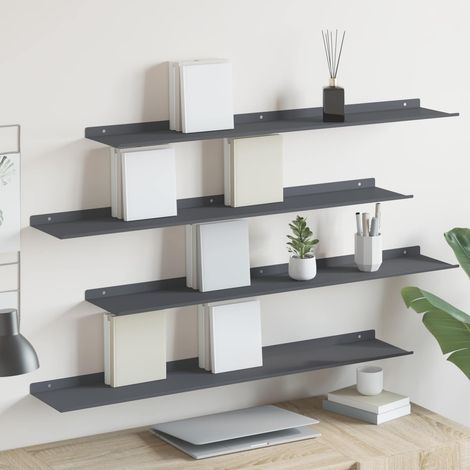 Schwebendes Regal 4 pcs Anthrazit 100 x 18 x 2,5 cm Stahl