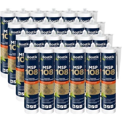 Bostik – Lot de 24 cartouches de mastic MS polymères 290 ml – Hautes performances pour collage vertical – Multi matériaux – Résistance intempéries - MSP108