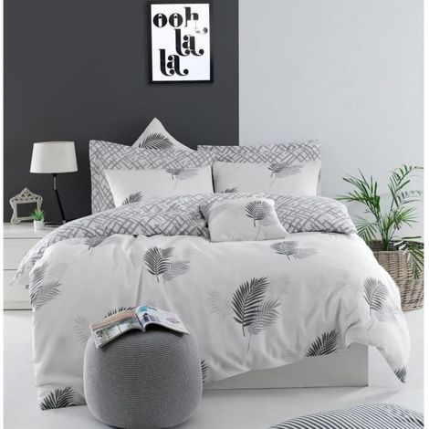 Bettwäsche - 1 Bettbezug 220 x 240 cm + 2 Kissenbezüge 60 x 60 cm - 65% Baumwolle, 35% Polyester - Grau