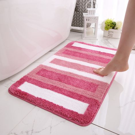 Rutschfeste Bodenmatte für Küche und Bad, weich und komfortabel, aus schnelltrocknender Mikrofaser, 50 x 80 cm, Rot (1/5)