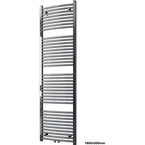 Termosifone a muro R20C ricurvo - cromato - dimensioni selezionabili	Ohne Handtuchhalter (de), 1800x500mm, Senza set di connessione