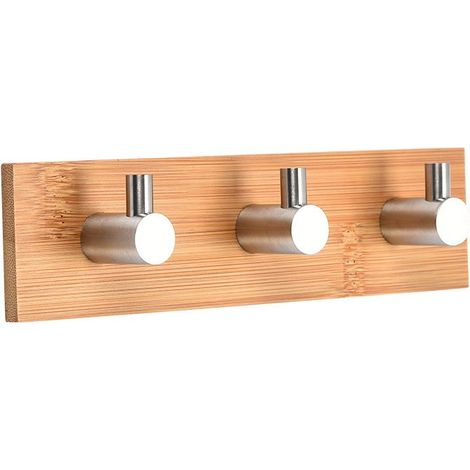 Wandhaken, selbstklebend, Garderobenhaken aus Bambus, Handtuchhaken, dekorativer Organizer, Haken für Mäntel, Schals, Handtaschen (drei Haken) (1/5)