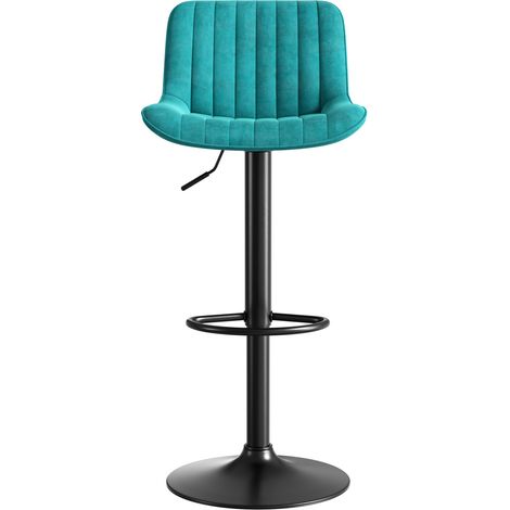 Set di 4 sgabelli da bar girevoli in velluto blu regolabili in altezza MODENUIT (1/5)