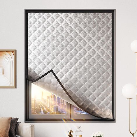 Fensterdämmungs-Sets, Wärmeschutzvorhang für Türen und Fenster, Winddicht, Schutz vor Kälte, Lärm, für Wohnzimmer, Schlafzimmer, Anpassbar (120 x 150 cm)