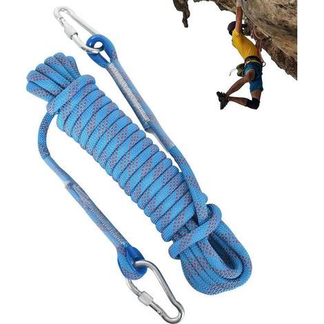 Corde Escalade 10m,Escalade Materiel Mousqueton,Corde De Sécurité Extérieure,Corde Balancoire Exterieur,pour Camping, Alpinisme, Pêche, Sauvetage, OUYLAF (1/4)