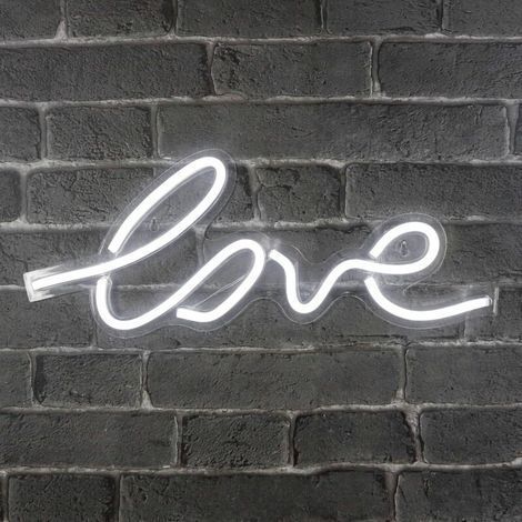 Lampe néon love – Tubes LED blanc froid – Socle en plexiglas – Installation murale facile – Décoration intérieure unique (1/5)