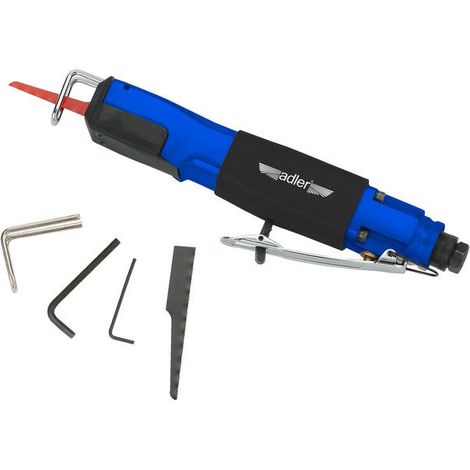 Adler seghetto pneumatico, utensile professionale per il taglio di legno, metallo e plastica, alta velocità, design ergonomico, precisione ottimizzata, compatibilità industriale, colore metallico.