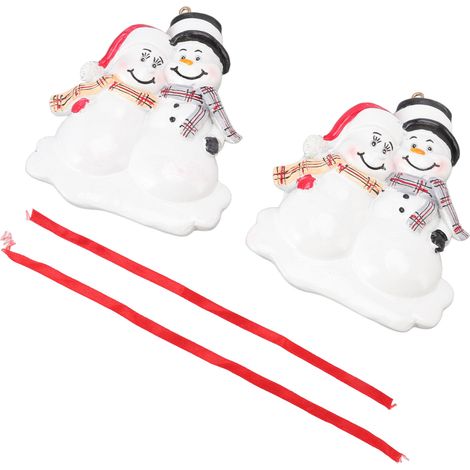 2 figurines Noël Bonhomme de Neige pendentif résine fait main, forme bonhomme neige, mini statue décoration sapin cadeau (1/5)