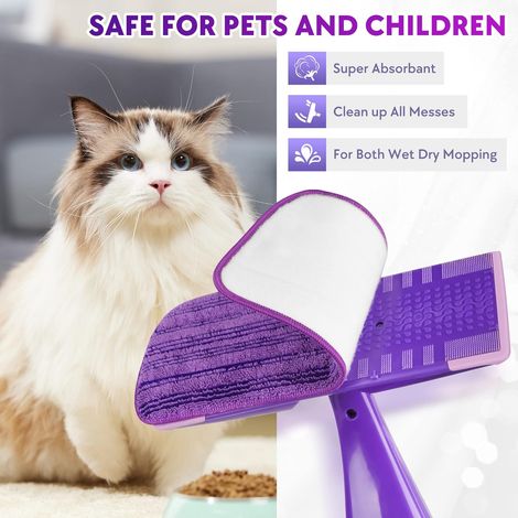 Convient aux balais à franges réutilisables compatibles avec le balai Swiffer Wet Jet - Lot de 6 recharges de lingettes en microfibre lavables pour balai Swiffer Wet Jet 30 cm (12 pouces). (1/3)