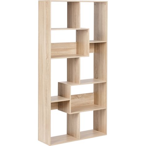 Estantería de 6 niveles con estantes de aglomerado sin fondo diseño minimalista marrón claro Chateh (1/5)