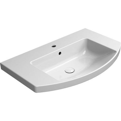 Lavabo en céramique NORM courbé 80x50cm, blanc ExtraGlaze (1/3)