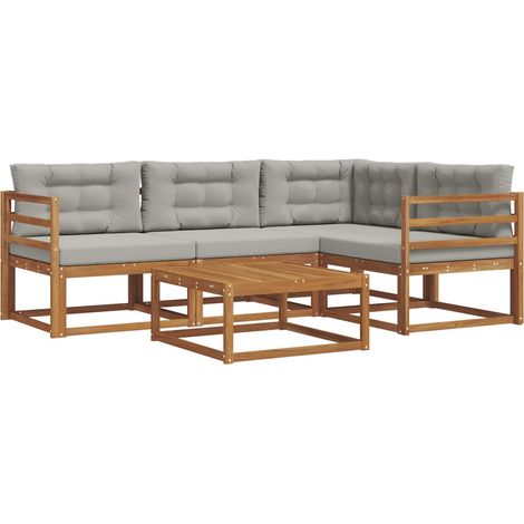 Conjunto de sofás de exterior 5 pcs Gris Natural y Claro vidaXL